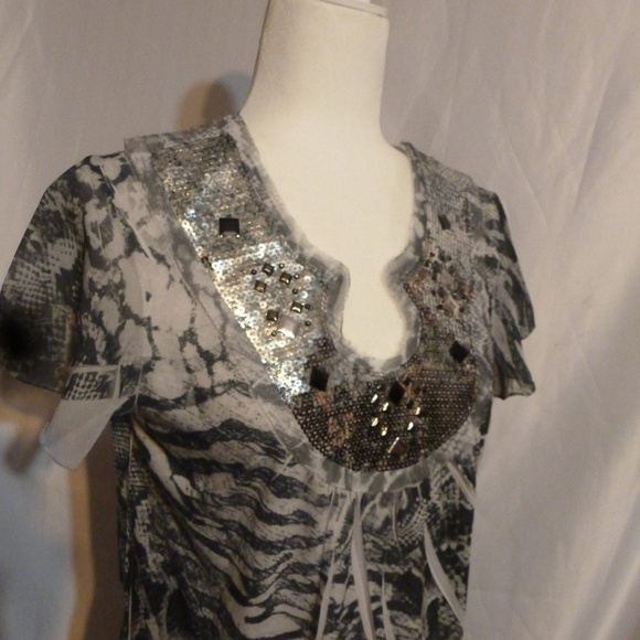 Holiday special - new B.L.E.U.short sleeve  snakeskin print tunic - Picture 3 of 5